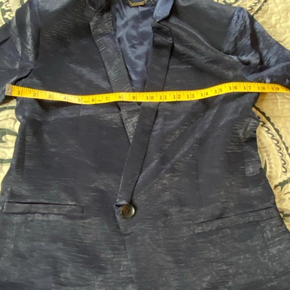 Capulet Navy Blue Satin Boyfriend Blazer NWT Sz M - Picture 5 of 12